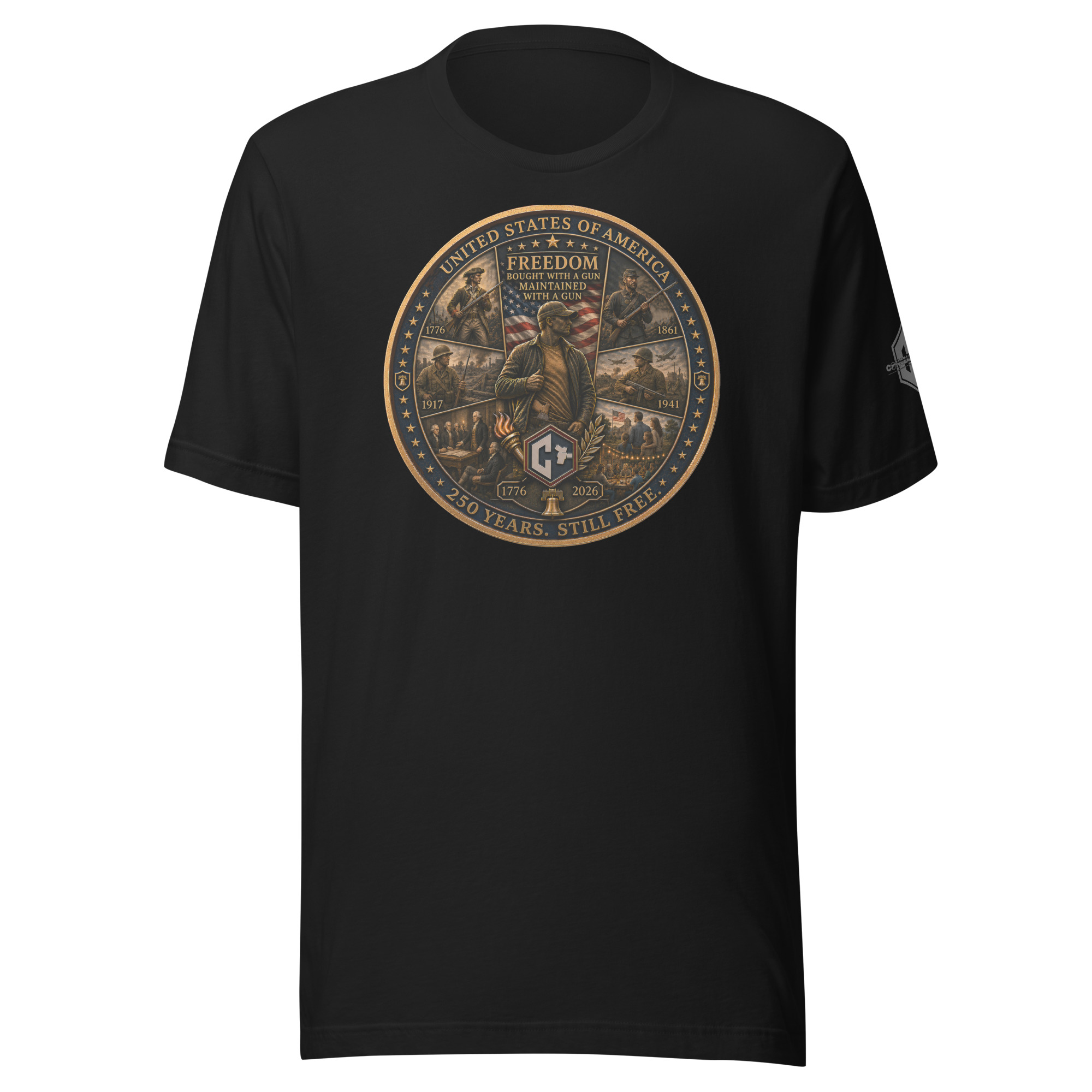 Freedom Bought, Freedom Maintained | America 250 T-Shirt - Image 3