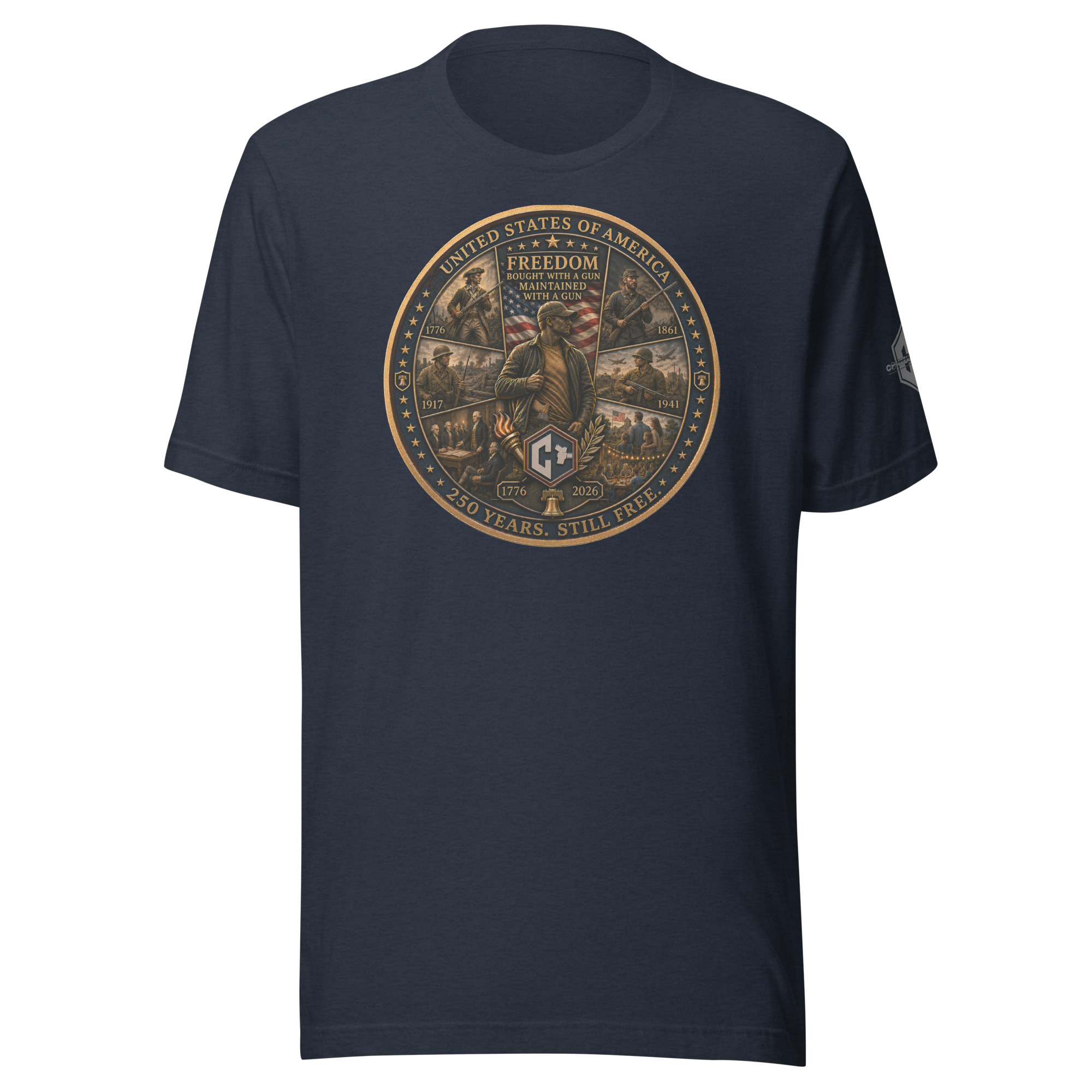 Freedom Bought, Freedom Maintained | America 250 T-Shirt - Image 6