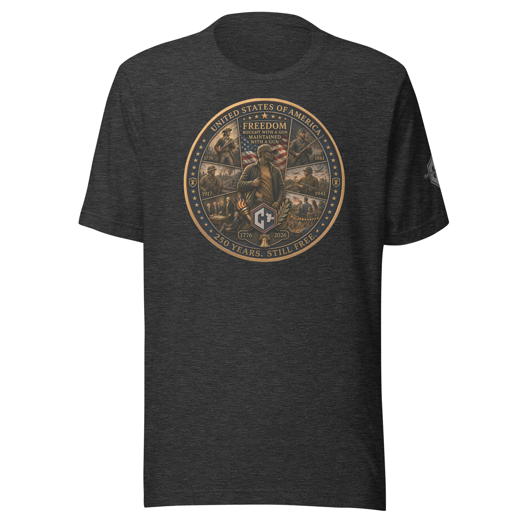 Freedom Bought, Freedom Maintained | America 250 T-Shirt - Image 7