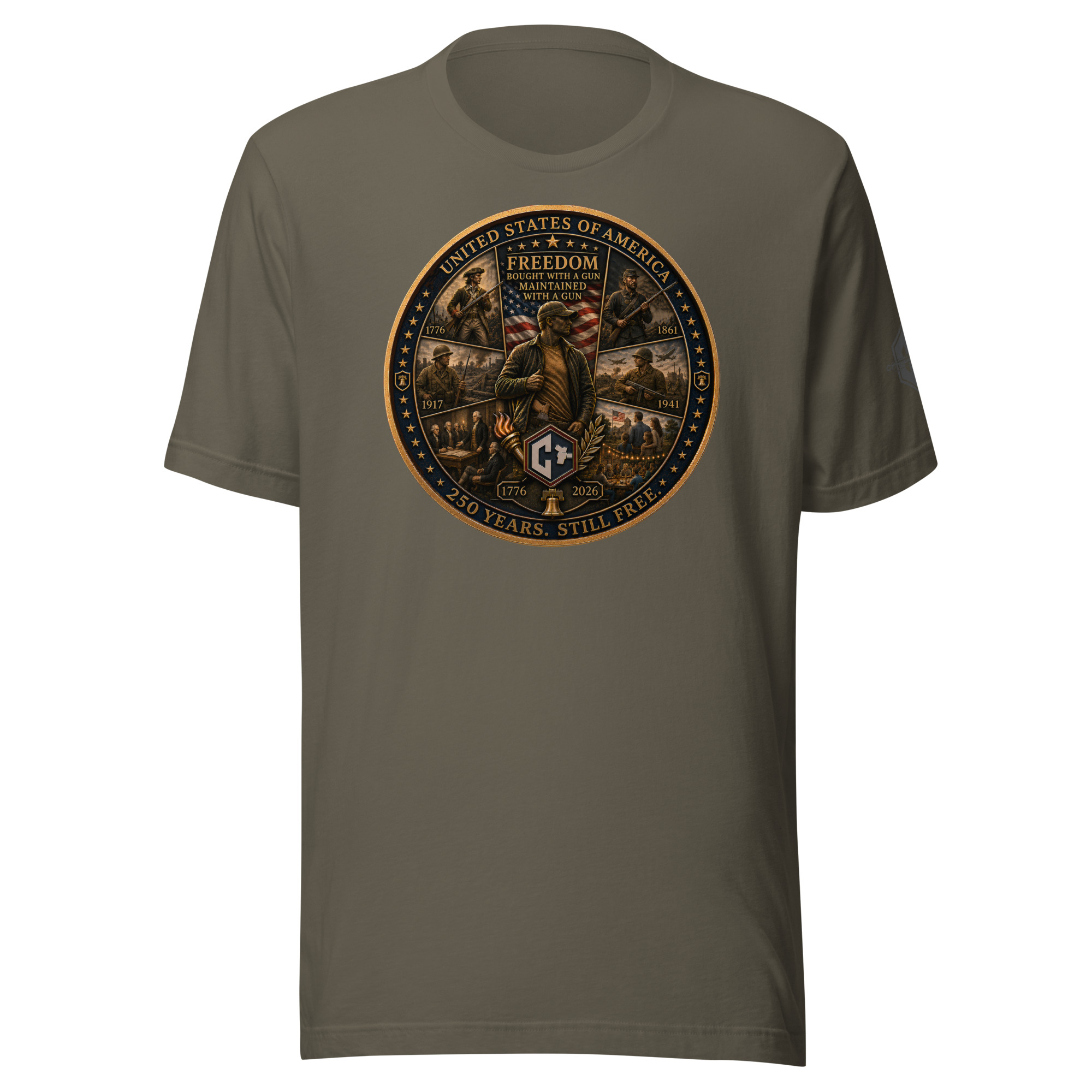 Freedom Bought, Freedom Maintained | America 250 T-Shirt - Image 8