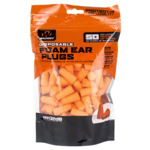 Walker's disposable orange foam ear plugs, 50 pair bag, NRR 32 dB