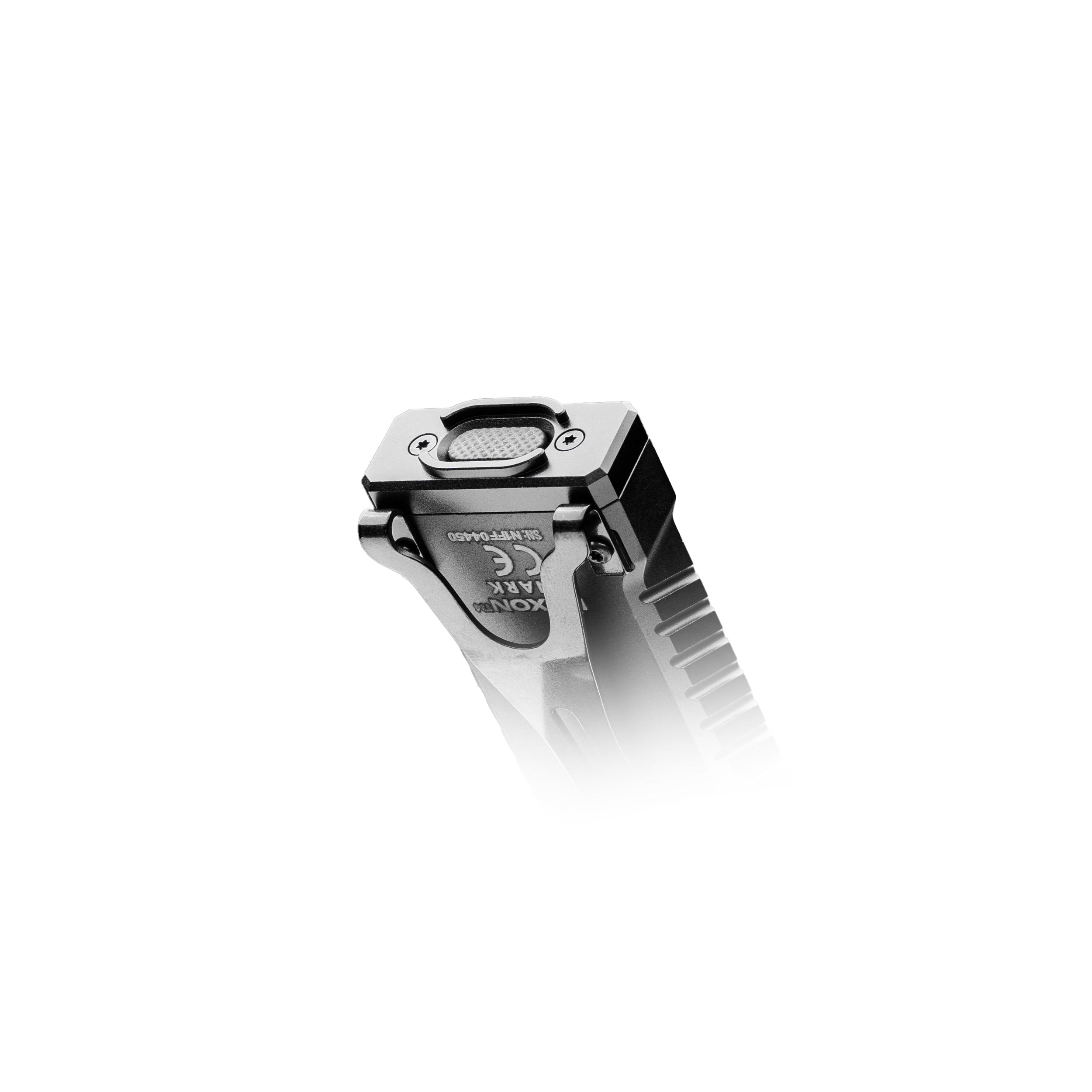 Black Noxon Anark flashlight with guarded tail cap installed