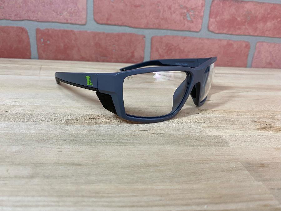 TacticalRx Mother Trucker safety glasses, battleship gray frame with clear lenses